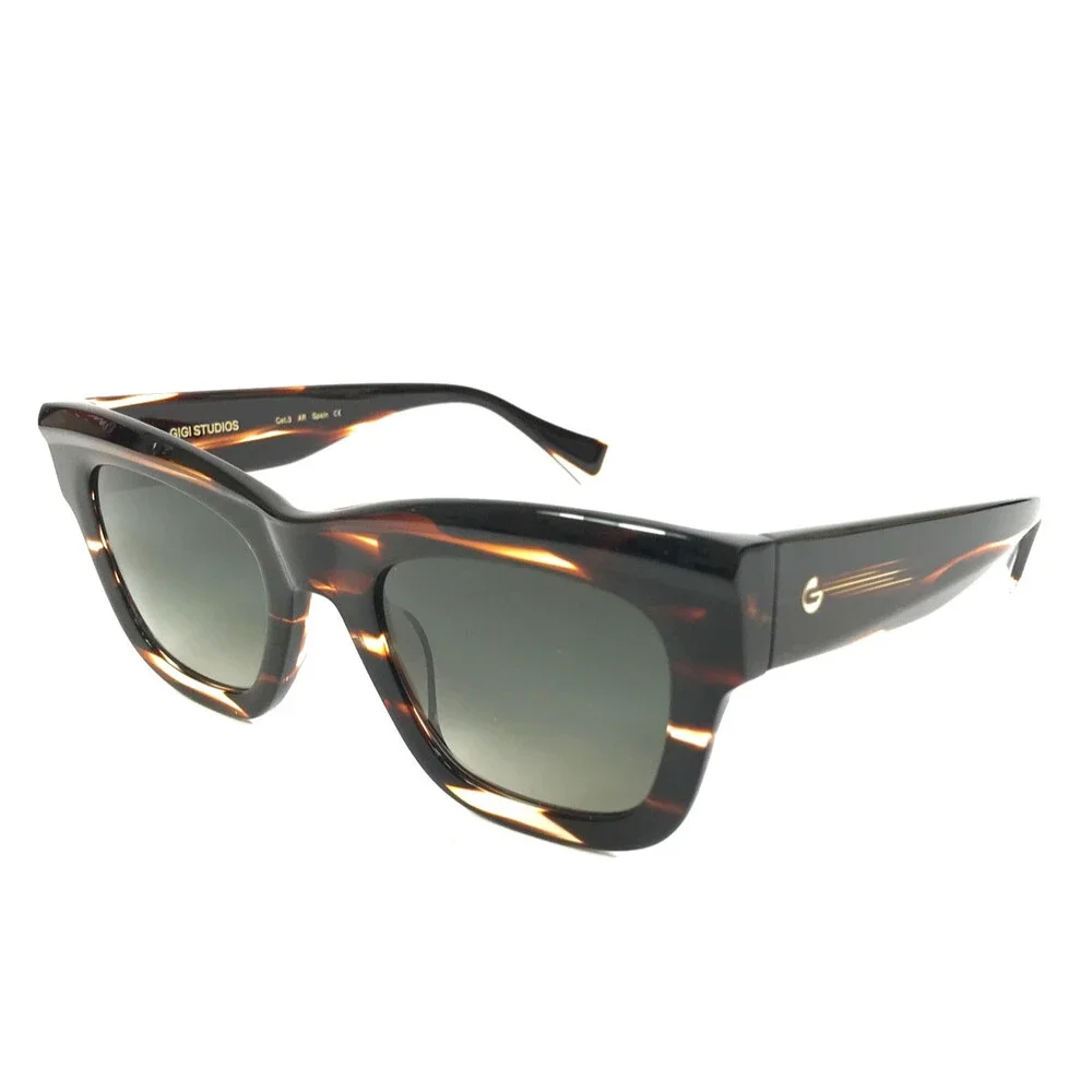 Gigi Studios Sunglasses ALFA 6897/2 Striped Horn Frames w/ Green Gradient Lenses